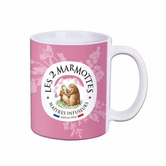 Mug rose logo les 2 marmottes