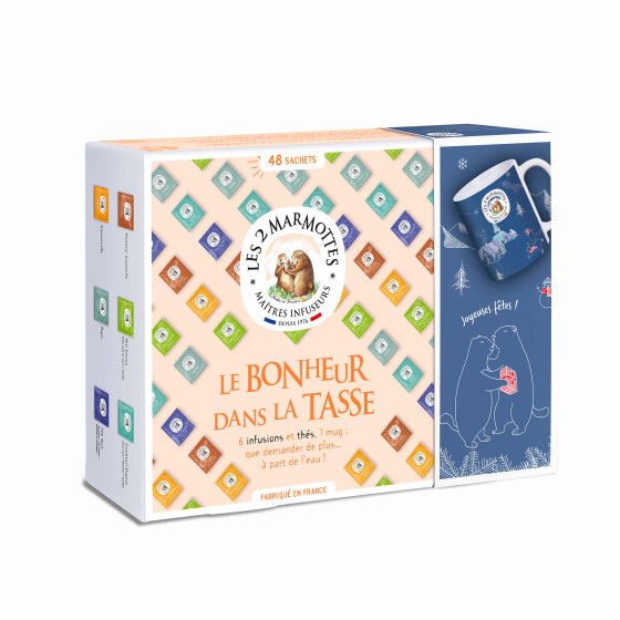 Coffret cadeau thé tisane et tasse - idée cadeau grand mère pour Noel