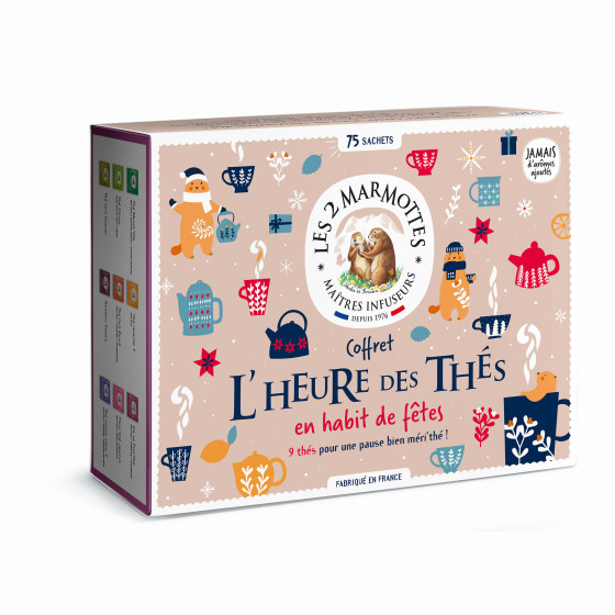 Coffret cadeau thés et rooibos bio Les 2 Marmottes 75 sachets