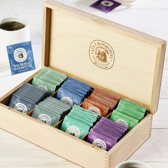 Coffret bois prestige 8 infusions et thés made in france