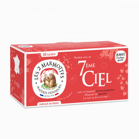 Infusion gingembre, poivre et guarana 7e ciel Les 2 Marmottes - Made in France - Sans arômes ajoutés Infusion gingembre, poivre et guarana 7e ciel Les 2 Marmottes - Made in France - Sans arômes ajoutés