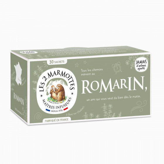 Infusion Romarin 100% plantes Les 2 Marmottes - Made in France - Sans arômes ajoutés