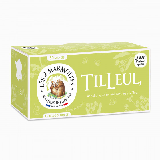 Infusion tilleul 100% plantes Les 2 Marmottes - Made in France - Sans arômes ajoutés