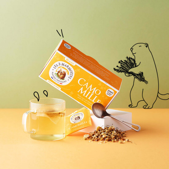 Tisane pure camomille matricaire Les 2 Marmottes - Made In France - sans arômes ajoutés