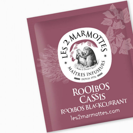 Sachet Infusion bio rooibos cassis - thé rouge roibos Les 2 Marmottes