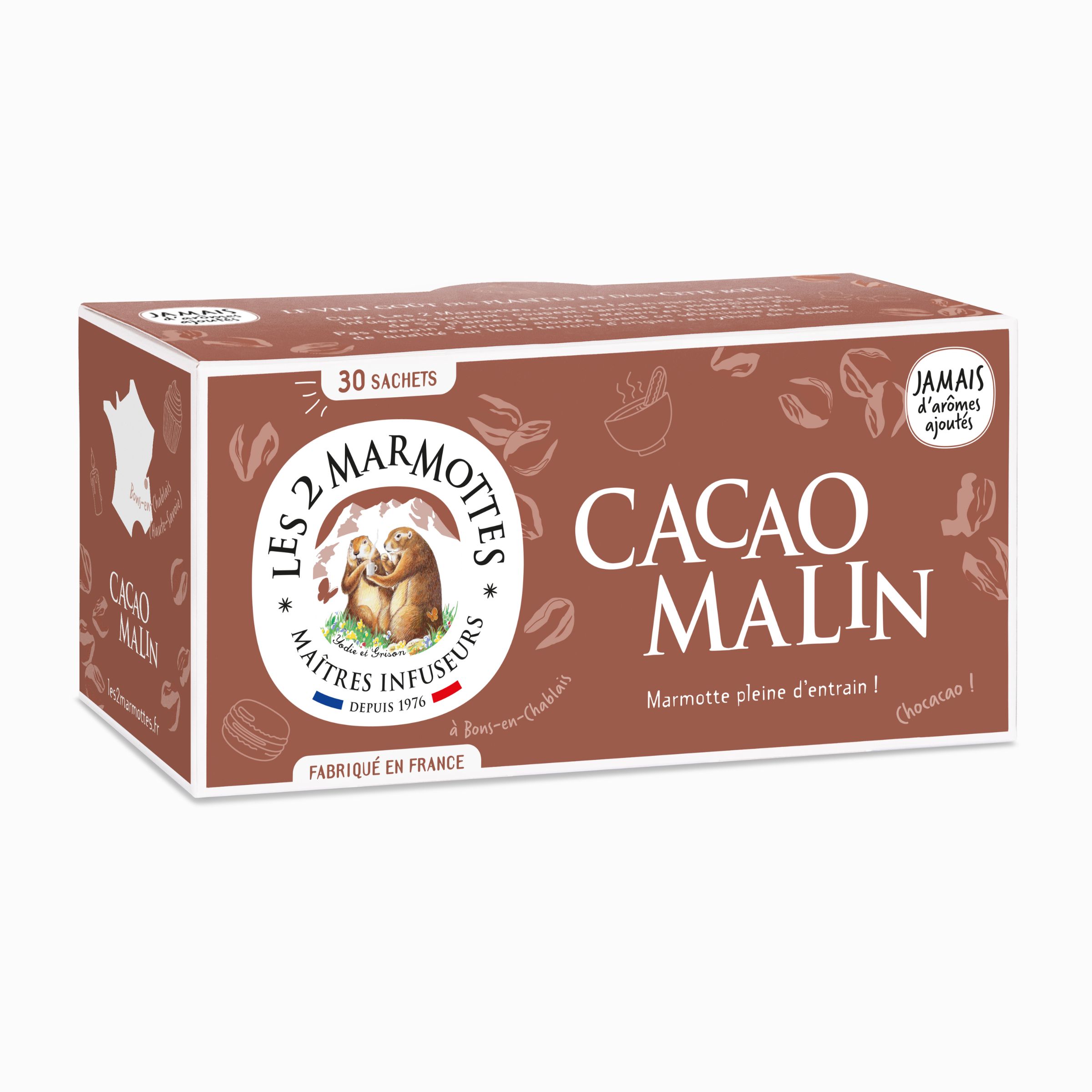 La tisane Cacao Malin Les 2 Marmottes n'est plus commercialisée