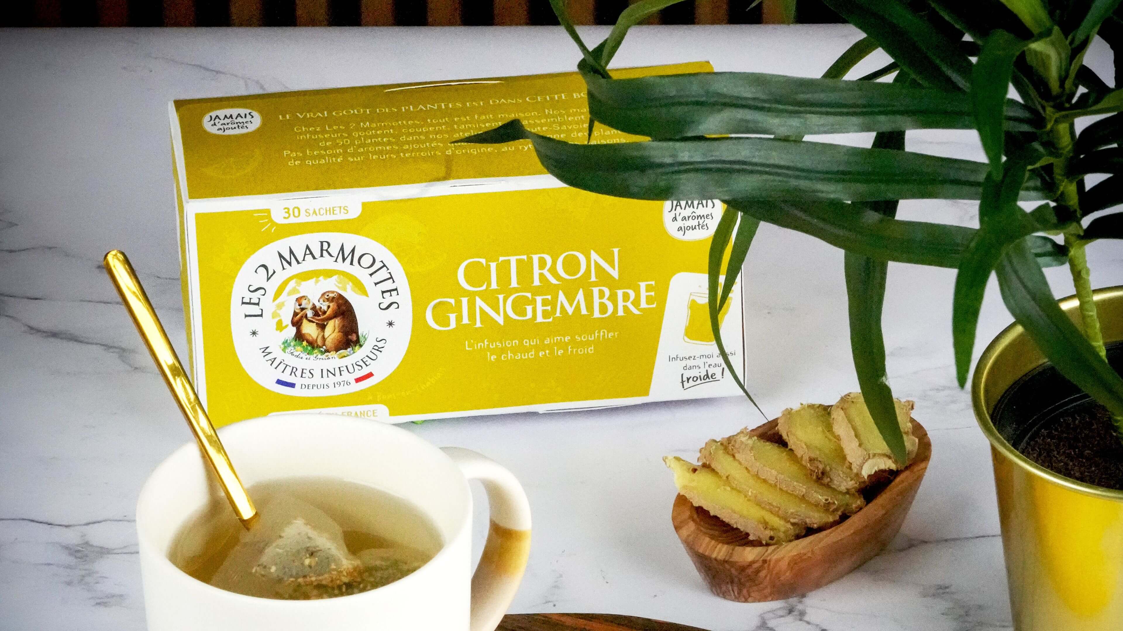 tisane de gingembre naturelle sans arômes ajoutés