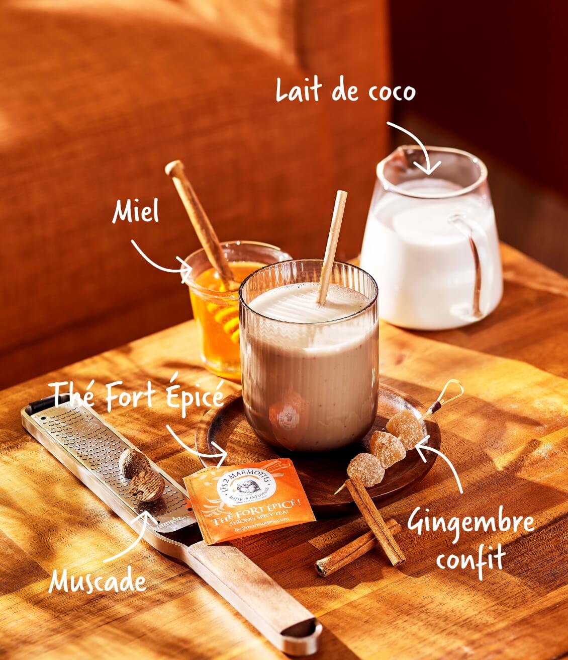 Recette thé latte épicé au lait de coco